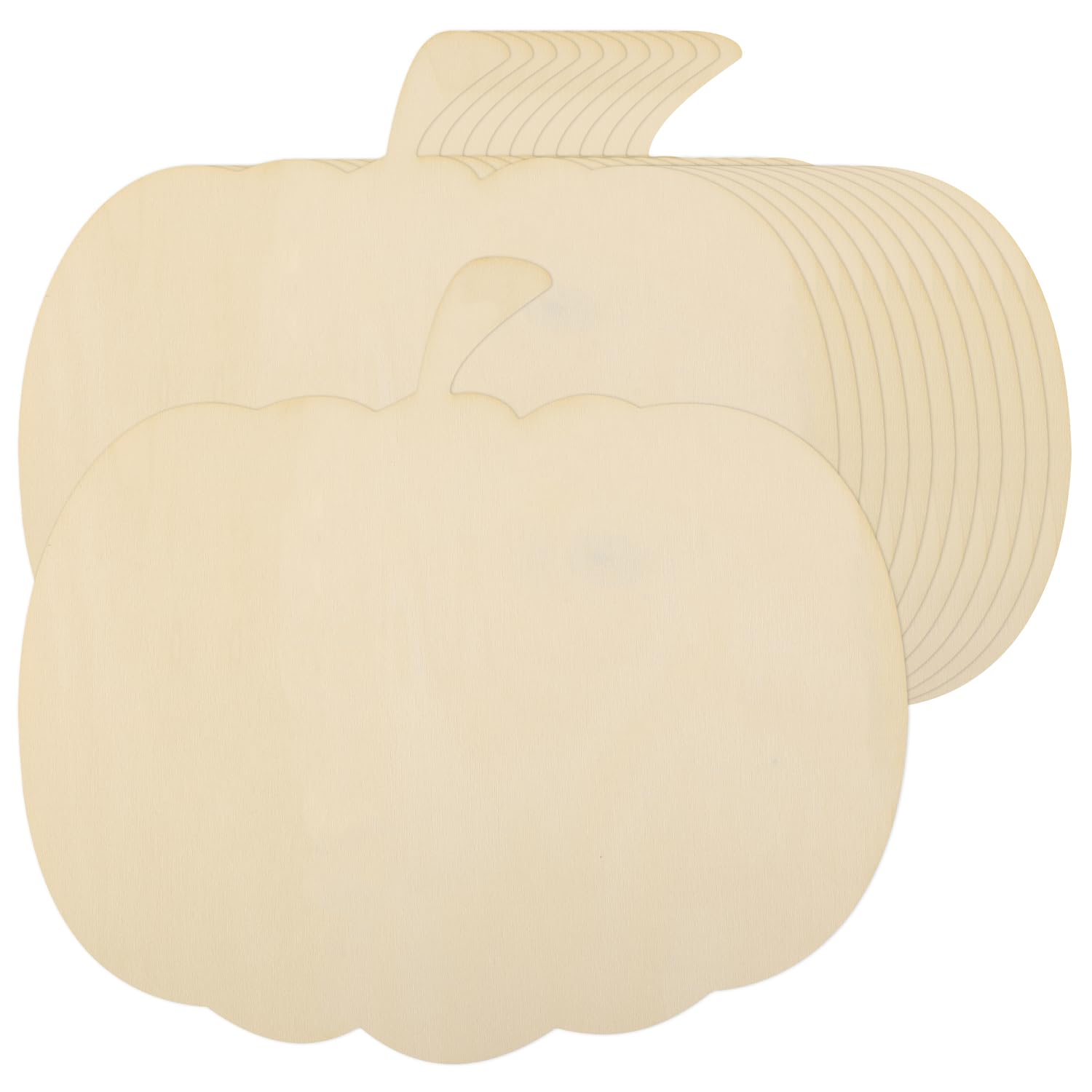 12 Large Wooden Pumpkin Cutouts, 10.5 x 9.5 Inch Unfinished Pumpkin Cutouts for Halloween Thanksgiving Party DIY Craft Supplies