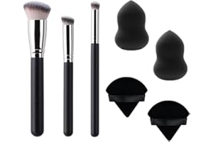 Face Makeup Tools Set - Foundation Concealer Brush, Blenders & Sponges and Powder Puffs, for Blending Cream Powder Buffing, B