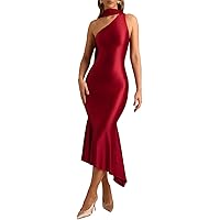 Eliza J Women's One Shoulder Sleeveless Sheath Dress with Bow, red, 12 at  Amazon Women's Clothing store