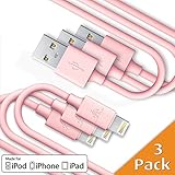 CellBee 3 Pack Apple Certified Charger- Super Fast Charging - Thick Cord - 3 ft -1 meter (Pink)