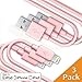 CellBee 3 Pack Apple Certified Charger- Super Fast Charging - Thick Cord - 3 ft -1 meter (Pink)