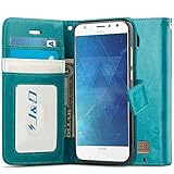 Moto Z2 Play Case, J&D [Wallet Stand] [Slim Fit] Heavy Duty Protective Shock Resistant Flip Cover Wallet Case for Motorola Moto Z2 Play - Aqua