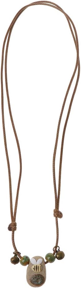 Balain Natural Stone Wind Bee Charm Pendant Necklace, Ethnic Handmade, Women Jewelry