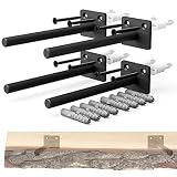 Solid Steel Floating Shelf Bracket - 6" Rustproof Blind Shelf Supports with ½" Diameter - 4X Brackets, Including 8X Screws, 16x Anchors - Easy Drywall & Brickwall Mounting, Ideal for Raw Wood Shelves
