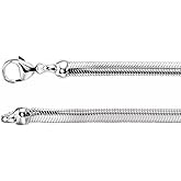 Sonia Jewels Solid 925 Sterling Silver 4.25mm Oval Snake Chain Necklace Secure Lobster Clasp Closure 18"