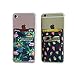 [2PACK] Cell Phone Card Wallet - Double Secure Stretchy Cell Phone Stick On Pocket Card Holder Sleeves For All Smartphones by WuoJi (Ice Cream & Flamingo)
