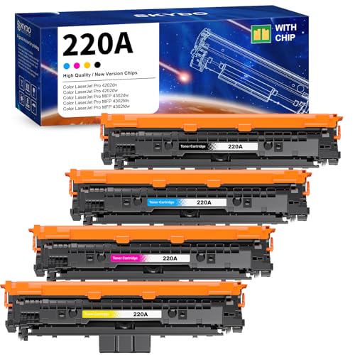 Skydo 220A Toner Compatible for H P 220A 220X Toner for Color LaserJet Pro MFP 4302dw 4302fdw 4302fdn 4202dw 4202dw, Toner Cartridge W2200A W2201A W2202A W2203A