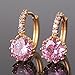 GULICX Yellow Gold Tone Pink Girls' Earrings Hoops Huggies Round Cubic Zirconia
