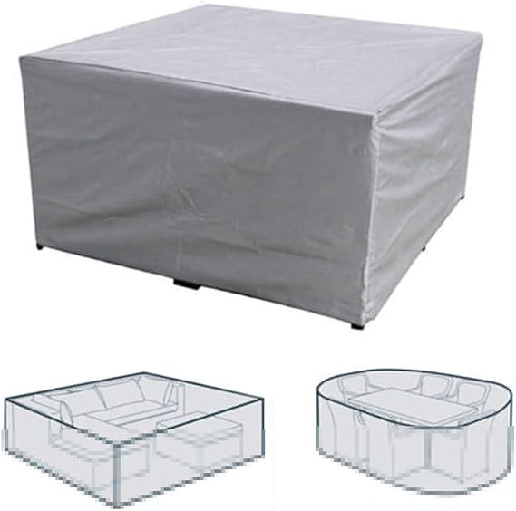 lINOC Funda Muebles Exterior Plata Funda Muebles Jardin Impermeable Pequeña Cuadrado Apto para