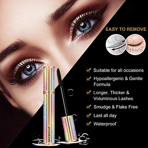 2 Pack Natural 4D Silk Fiber Lash Mascara, Lengthening and Thick, Long Lasting, Waterproof & Smudge-Proof, All Day Exquisitely, Full, Long, Thick, Smudge-Proof Eyelashes