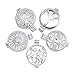 ZX Jewelry 5pcs Silver-tone Filigree Living Memory Floating Lockets Diffuser Pendants Necklaces