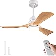OMYU 42 Inch Ceiling Fans with Lights and Remote, Dimmable, Quiet Reversible DC Motor, Modern Ceiling Fan with light for Outdoor Indoor Bedroom Living Room(Not Solid Wood Blades)