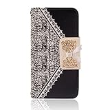 iPhone 6s Plus Case, Towallmark Fresh Cute Flip [Wallet Faux Leather] Case Cover (Black)