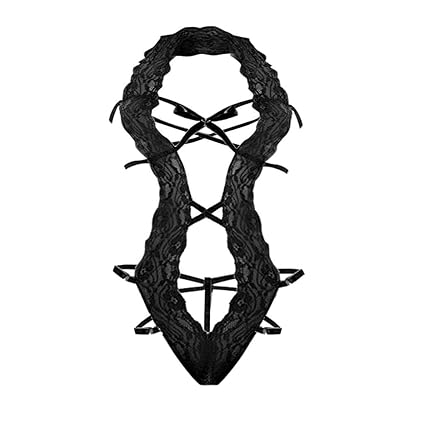 CICIYONER Damen Frauen Sexy Dessous Bodysuit Spitze Bow Babydoll Unterwäsche Perspektive Backless S-XL