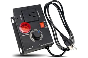 GMURA Variable Speed Controller, 15A 100V-120V AC Motor Speed Controller for Fan Router Rheostat, Electronic Voltage Regulator with Voltage LED Display Screen and Galvanized Black-Coated Metal Shell
