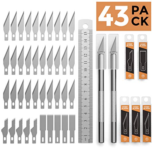 image for Nicpro 43PCS Exacto Knife Set, 2PCS Hobby Knife with 40PCS Various Siz