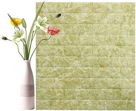 3dウォールステッカー 壁紙シール 3d壁紙 レンガ効果 8mmフォーム ピールアンドスティック 防音 防水 衝突防止 リビングルームのウォールステッカー ベッドルーム 子供部屋 70x77cm 1117 Color Matt Green Size 50pcs Pr365 Hr