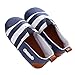 LIVEBOX Newborn Baby Cotton Stripes Soft Sole Infant Prewalker Toddler Shoes (L: 12~18 Months, Blue and White)