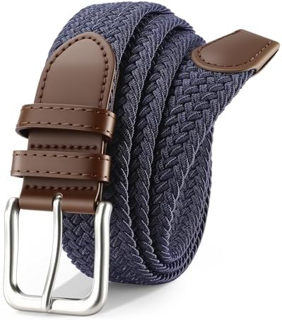 MARSHAL White Braided Elastic Stretch Belt With Metal Buckle  display picture 2