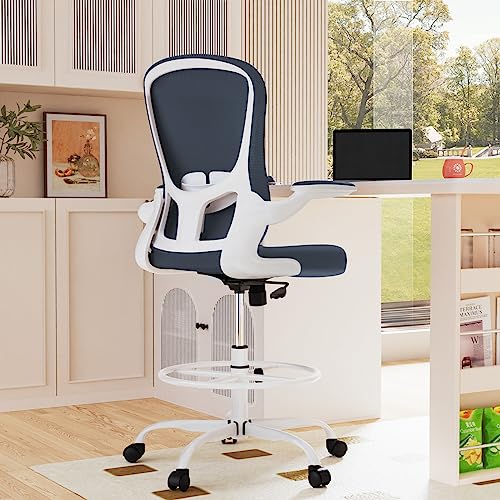 Drafting Chair, Tall Office Chair With Flipup Armrests Executive