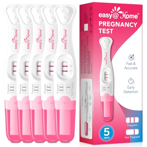 Easy@Home Early Detection Pregnancy Test: Long Absorbent Tip for Easy Sampling - Precise Results in 3-5 Minutes - Easy to Use Fast & Accurate Pregnancy Tests Stick - Pruebas De Embarazo - 5 Counts