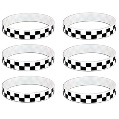 12 Checkered Racing Youth Party Favor Wristbands