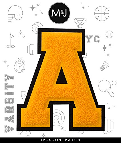 A - Gold on Black - 4 1/2 Inch Heat Seal/Sew On Chenille Varsity Letter - Thumbnail 2
