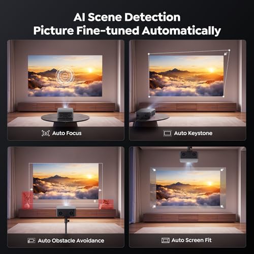 Projector-4K [VIDAA Live TV & 40W Dolby &Real Brightness]-Smart Projector With AI Voice Control & Auto Focus, HDR10, WiFi6, 2-Way Bluetooth5.4, Outdoor Movie Ceiling Projecteur Compatible with Netflix