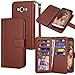Galaxy J3 / J3 V Case, Galaxy Sky / Galaxy Sol Wallet Case, Samsung Amp Prime / Express Prime PU Leather Case, Tekcoo Cash Credit Card Slots Holder Flip Cover [Detachable Magnetic Hard Case] -Brown