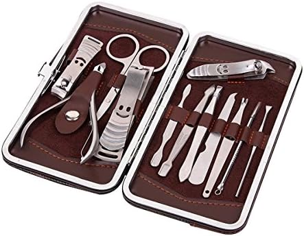 Nail Clipper Set, Supercope - 12 in 1 Stainless Steel Professional Nail Care Set Cutter Manicure Pedicure &amp; Grooming Kits with Portable Travel Leather Case