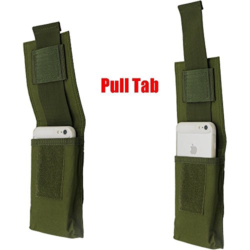 LefRight Camo Tactical Molle Vertical Waist Belt Large Pouch Bag Holster Cover Pull Tab Compatible 5.5" Phone 7 Plus (Olive Drab)