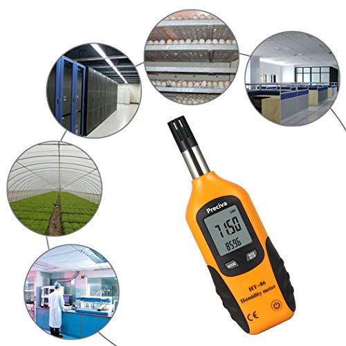 Preciva Digital Psychrometer ThermoHygrometer, LCD Mini Temperature and Humidity Meter with Dew