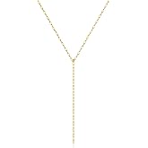 Foxgirl Long Gold Necklace for Women- Dainty 14k Gold Plated Drop Lariat Necklace Layered Simple CZ Y-Shaped Body Chain Stack Wedding Necklace Trendy
