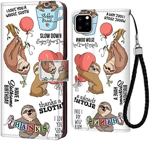 Sloth Bear Wallet Case with Card Holder Fit for Apple iPhone 11 Pro Max (2019) (6.5-Inch) Magnetic Detachable
