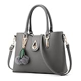 Covelin Women's Handbag Large Leather Crossbody Purse Tote Shoulder Bag Grey