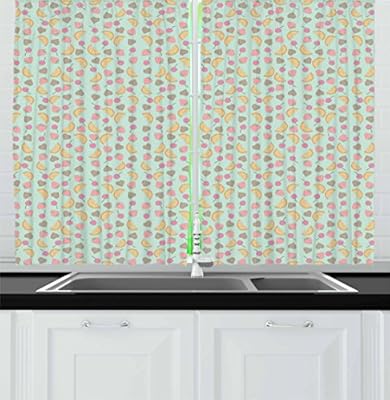 Amazon Com Lunarable Colorful Kitchen Curtains Group Of