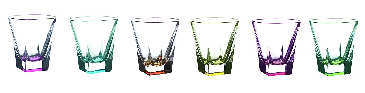 Lorren Home Trends Fusion Crystal Multicolor Shot Glass Set