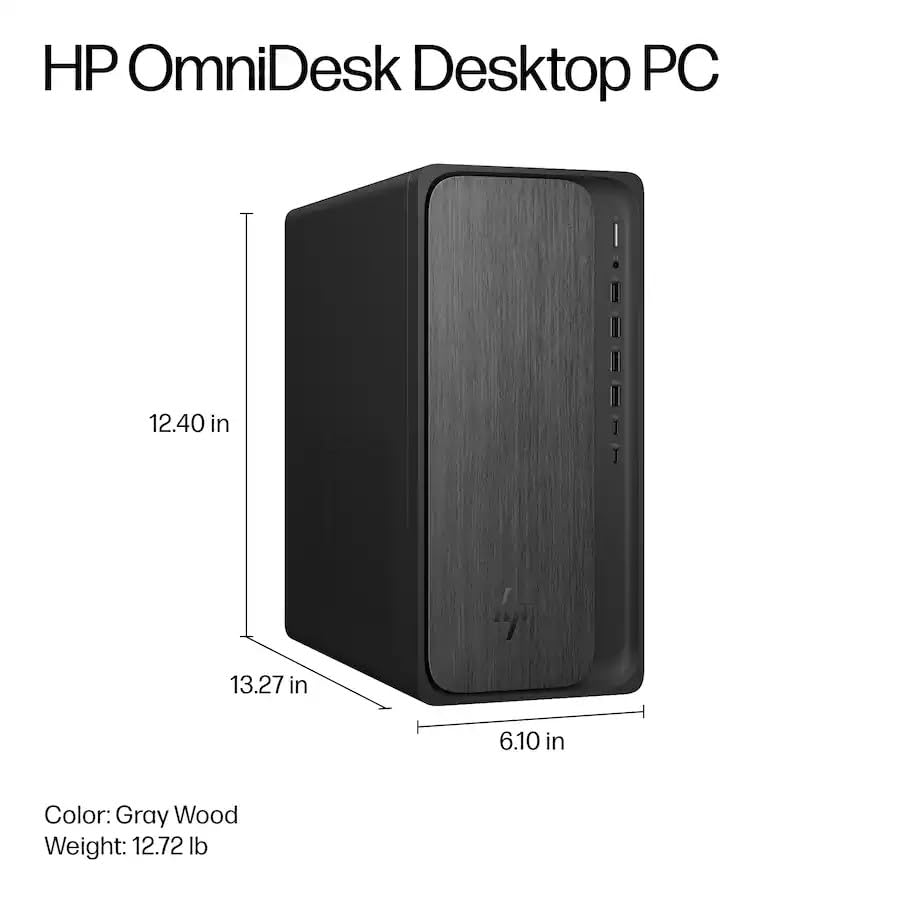 PC de escritorio HP OmniDesk AI, 16 NPU Tops, CPU Ryzen 7-8700G (5,1 GHz), 16 GB de RAM DDR5, 1 TB de almacenamiento (SSD PCIe de 512 GB y unidad externa 512), Wi-Fi 6, soporte para monitor dual, Windows 11, KB y mouse inalámbricos