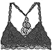 Racerback Lace Bralette Bustier Bra Crop Top Sheer UNPADDED MESH SEXY LINED BRA, Small, Black