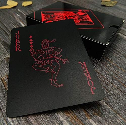 SNU Unique Black Premuim Quality Waterproof Matte Finish Playing Cards- Red