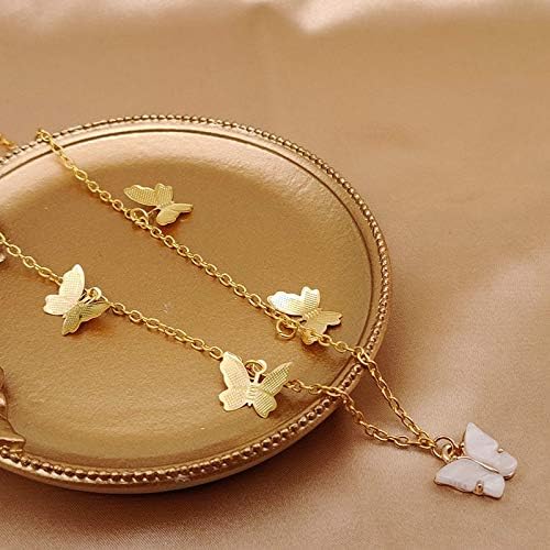 GZDZHP Ladies Bohemian Candy Color Acrylic Butterfly Pendant Necklace Gold Silver Alloy Butterfly Necklace