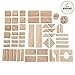 KidKraft 60-Piece Wooden Cutout Shapes Block Building Architectural Set - Natural