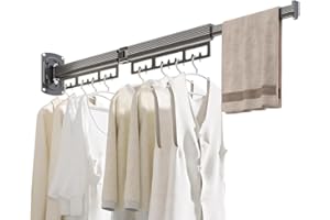 ANQIA Clothes Drying Rack Wall Mouted Folding Clothes Hanger Rack Retractable Collapsible Laundry Rack for Laundry Balcony Ba