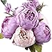 Leagel Fake Flowers Vintage Artificial Peony Silk Flowers Bouquet Wedding Home Decoration, Pack of 1 (New Purple)