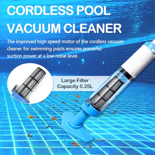 Wireless Pool Vacuum Cleaner, 3 in 1 Rechargeable Handheld Pool Vacuum Cleaner with Telescopic Handle, Electric Pool Cleaner for Pool, Spa, Jaccuzi