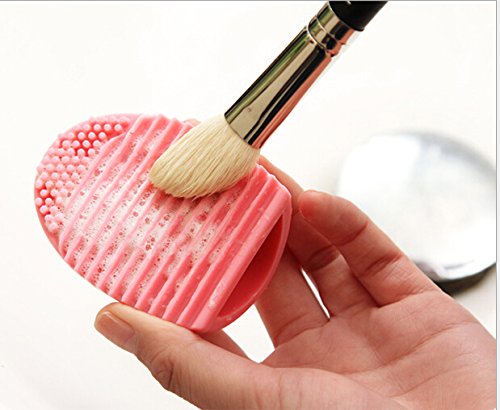 eNilecor Flat Contour Makeup Brush,Oval Makeup Brush Cosmetic Foundation Cream Powder Blusher Toothbrush Curve Foundation Brush & Glove MakeUp Washing Cleaning Brush Scrubber Board (3PCS)