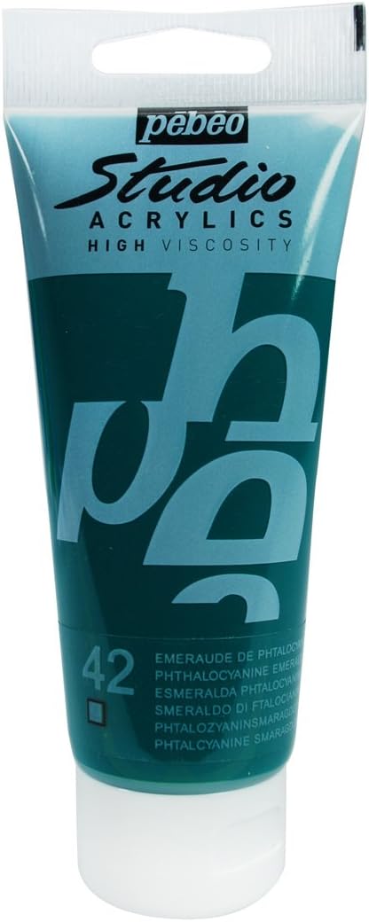 PEBEO 831-042 100 ml Studio Acrylic Paint, Phtalocyanine Green, 100 ml (Pack of 1)