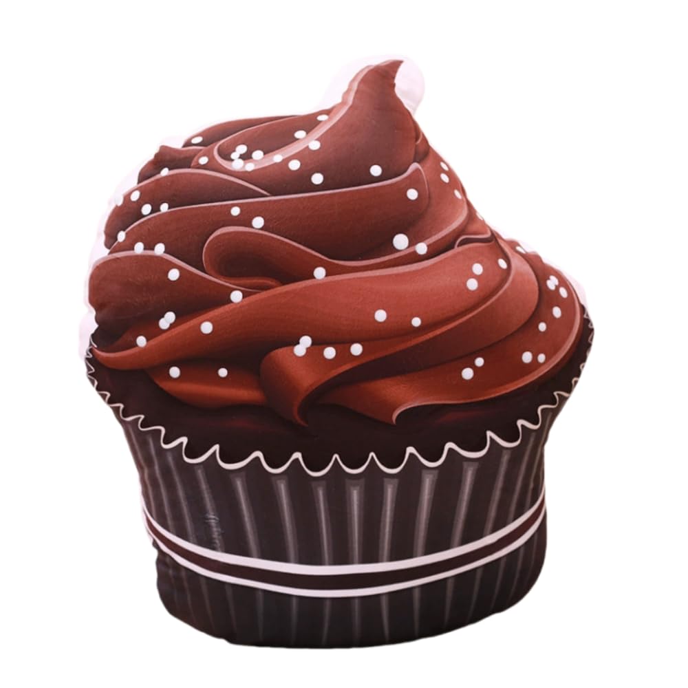 TONGMAN 50cm Cupcake Plush 3D Cake Plush Pillow, Simulation Cupcake Decorative Plush Pillow, Funny Soft Food Plushies Toy, Cake Plush Stuffed Animals Gifts for Kids Birthday (Chocolate)