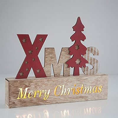 Stella Di Natale In Inglese.Targa In Legno Con Scritta Merry Christmas Con Luci A Led E Scritta In Lingua Inglese Merry Christmas Amazon It Casa E Cucina