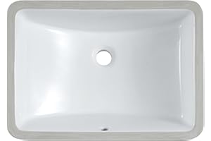 KWDOBUUS 21 x15 inch Rectangle Undermount Bathroom Sink U-shaped Base with Overflow Pure White Porcelain Ceramic Lavatory Vanity Bathroom Vessel Sink Drop In Bathroom White Sink Wash Basin